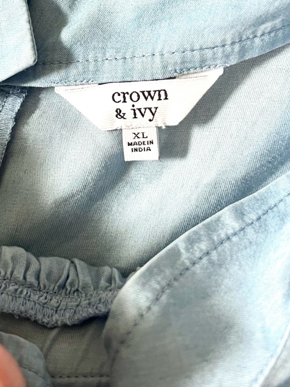 Crown & Ivy,Chambray Tencel Swing Top Preppy Boho Lightweight  Blouse Size XL - Picture 4 of 8